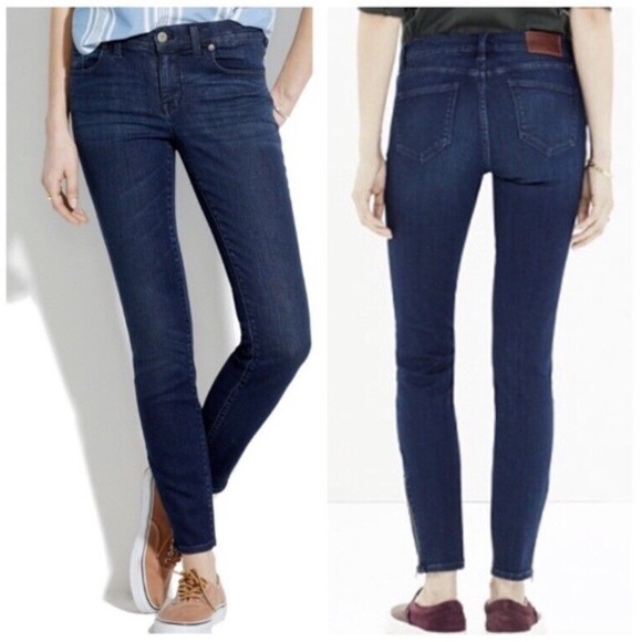 Madewell Skinny Skinny Ankle Zip Dark Blue Wash‎ Denim Jeans - Picture 1 of 6